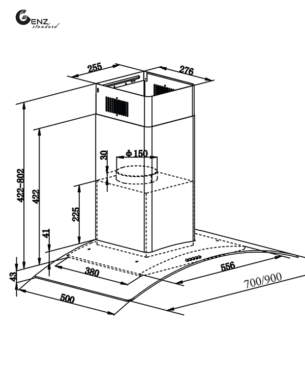 Máy hút mùi kính cong Faster FS-3570BL